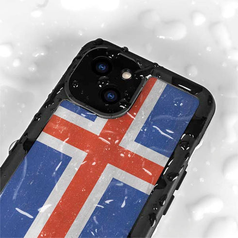 Iceland Flag Distressed iPhone 15 Plus Waterproof Case