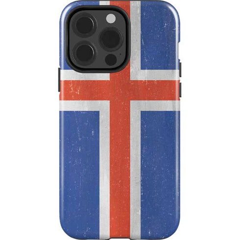 Iceland Flag Distressed iPhone 15 Pro Impact Case