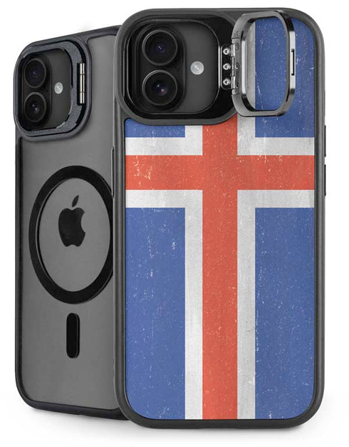 Iceland Flag Distressed iPhone 16 Kickstand Case