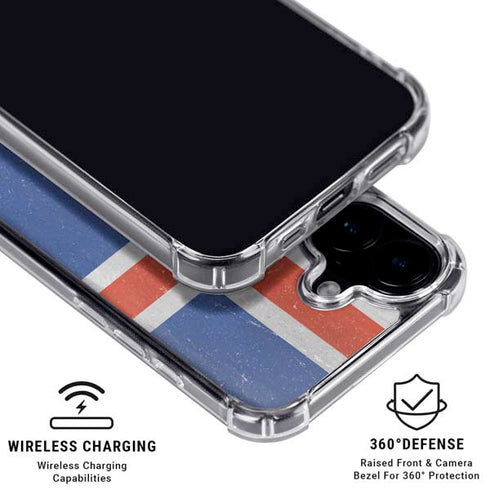 Iceland Flag Distressed iPhone 16 Plus Clear Case