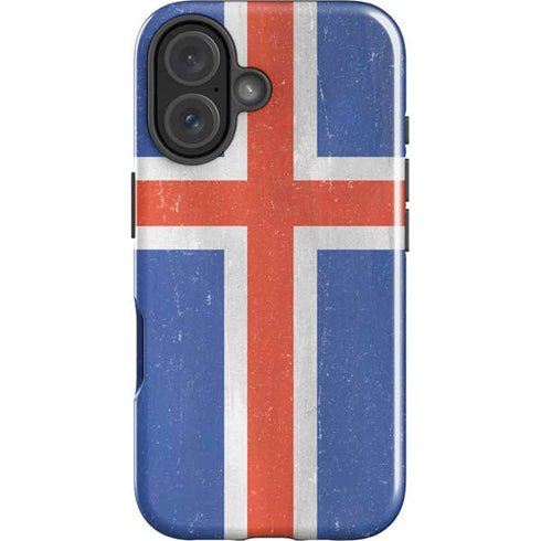 Iceland Flag Distressed iPhone 16 Plus Impact Case