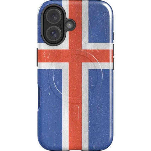 Iceland Flag Distressed iPhone 16 Plus Magsafe Impact Case