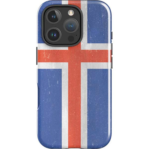 Iceland Flag Distressed iPhone 16 Pro Impact Case
