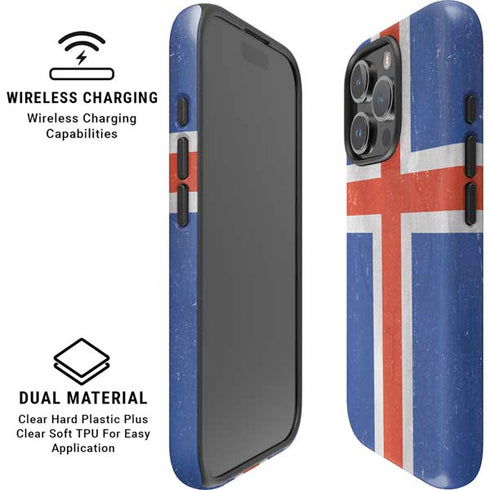 Iceland Flag Distressed iPhone 16 Pro Magsafe Impact Case