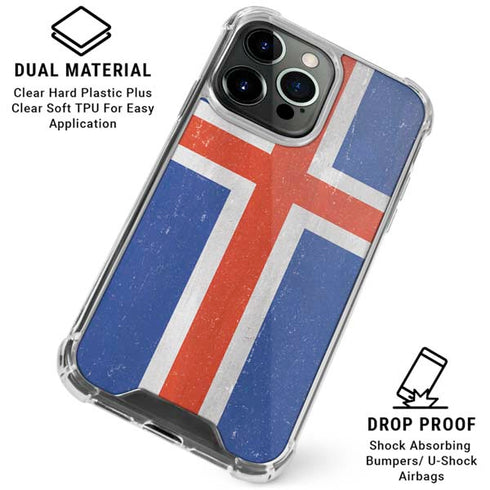 Iceland Flag Distressed iPhone 16 Pro Max Clear Case
