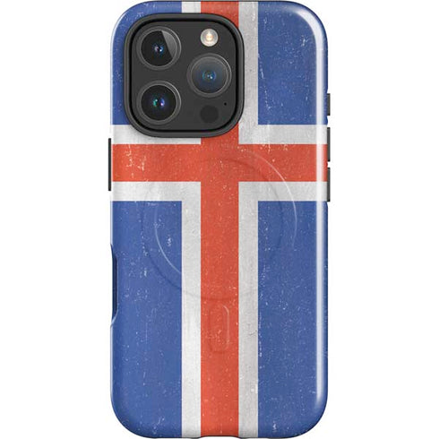 Iceland Flag Distressed iPhone 16 Pro Max Magsafe Impact Case