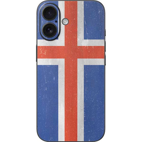 Iceland Flag Distressed iPhone 16 Skin