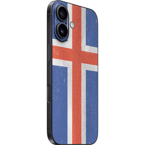 Iceland Flag Distressed iPhone 16 Skin