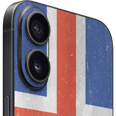 Iceland Flag Distressed iPhone 16 Skin