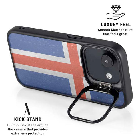 Iceland Flag Distressed iPhone 16e Kickstand Case