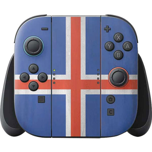 Iceland Flag Distressed Nintendo Skins