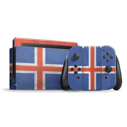 Iceland Flag Distressed Nintendo Skins