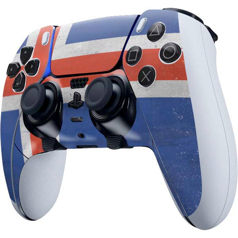 Iceland Flag Distressed PS5 DualSense Edge Pro Controller Skin
