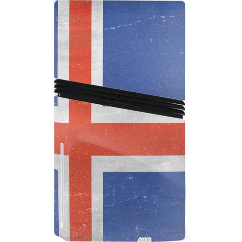 Iceland Flag Distressed PS5 Pro Disk Bundle Skin