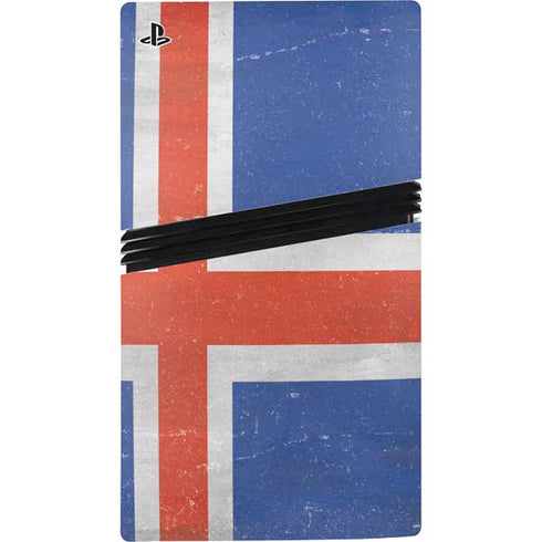Iceland Flag Distressed PS5 Pro Disk Console Skin