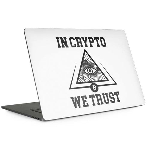 In Crypto We Trust MacBook Skins