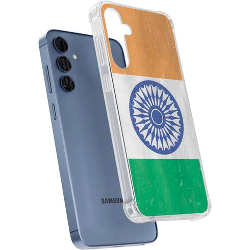 India Flag Distressed Galaxy A55 5G Clear Case