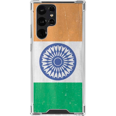 India Flag Distressed Galaxy S23 Ultra Clear Case