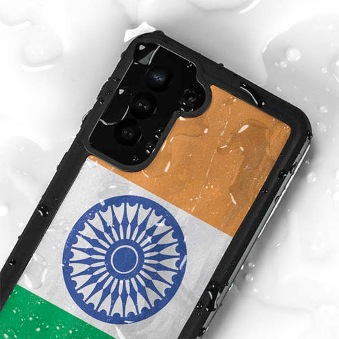 India Flag Distressed Galaxy S24 Plus Waterproof Case