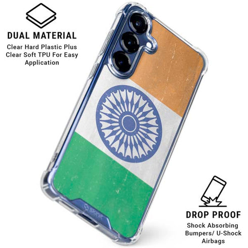 India Flag Distressed Galaxy S25 Plus Clear Case
