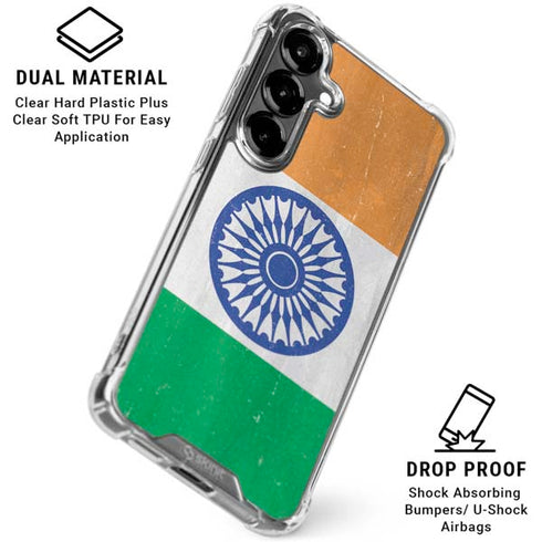 India Flag Distressed Galaxy S26 Clear Case