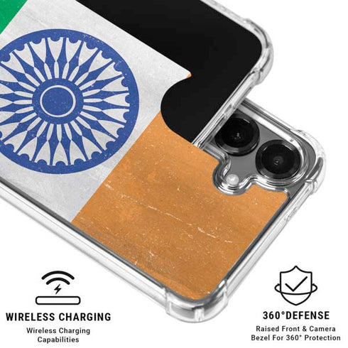 India Flag Distressed Galaxy S26 Plus Clear Case