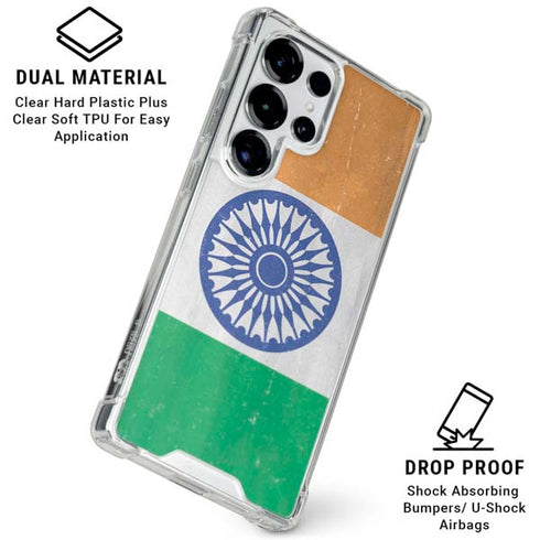 India Flag Distressed Galaxy S26 Ultra Clear Case