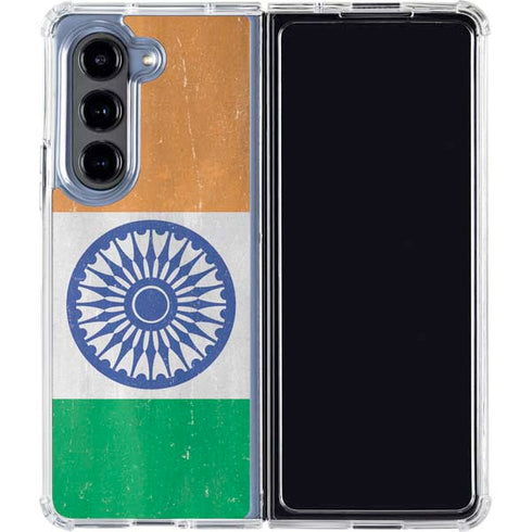 India Flag Distressed Galaxy Z Fold5 5G Clear Case