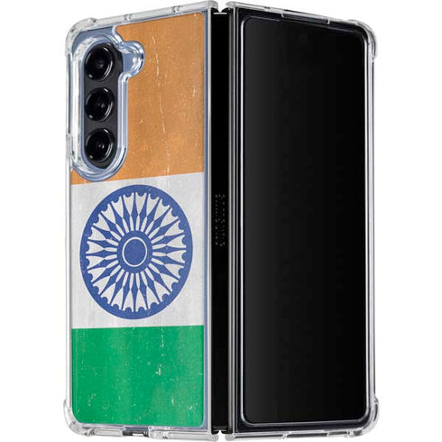 India Flag Distressed Galaxy Z Fold5 5G Clear Case