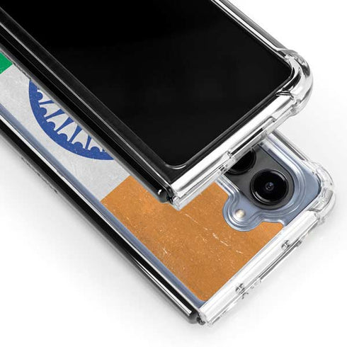 India Flag Distressed Galaxy Z Fold5 5G Clear Case