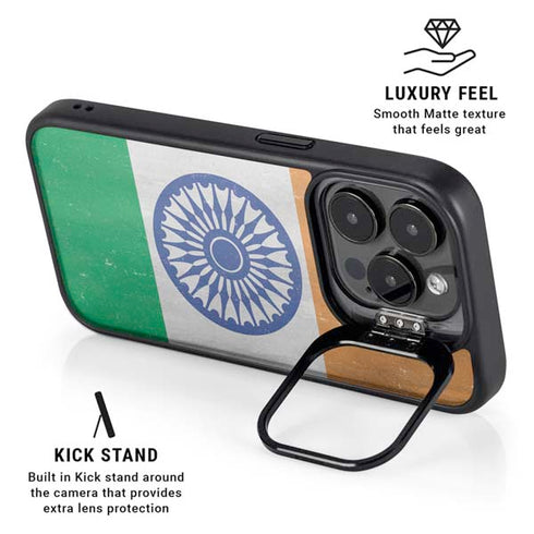 India Flag Distressed iPhone 13 Pro Max Kickstand Case