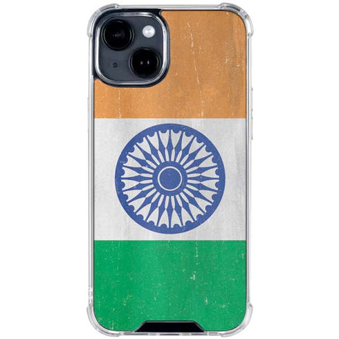 India Flag Distressed iPhone 15 Clear Case