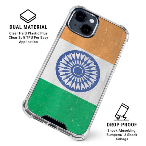 India Flag Distressed iPhone 15 Clear Case