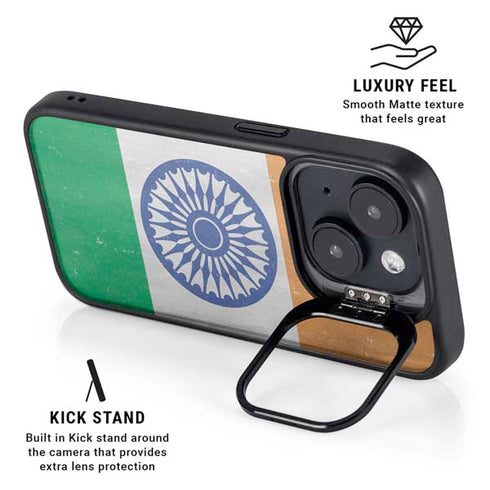 India Flag Distressed iPhone 15 Kickstand Case
