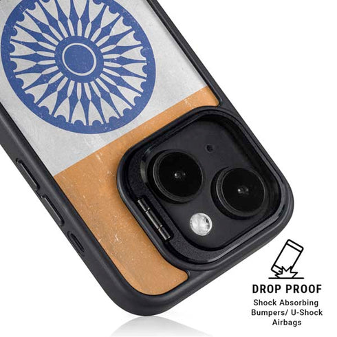 India Flag Distressed iPhone 15 Kickstand Case