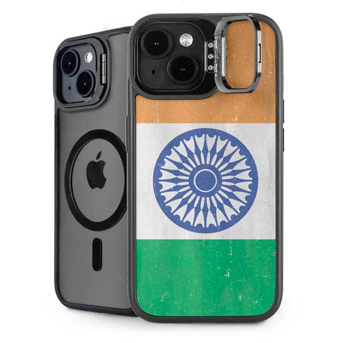 India Flag Distressed iPhone 15 Plus Kickstand Case