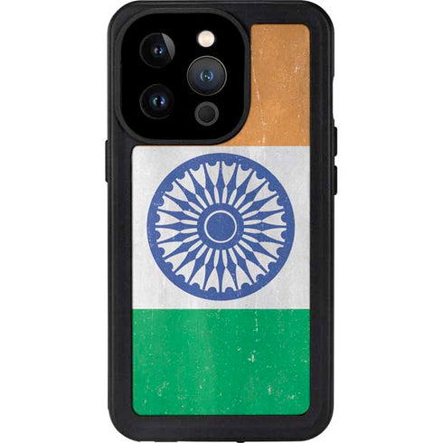 India Flag Distressed iPhone 15 Pro Waterproof Case