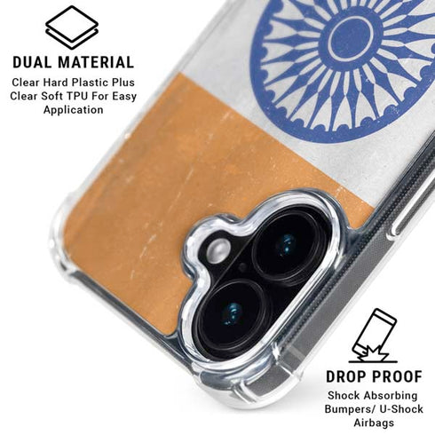 India Flag Distressed iPhone 16 Clear Case