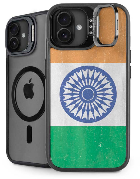 India Flag Distressed iPhone 16 Kickstand Case