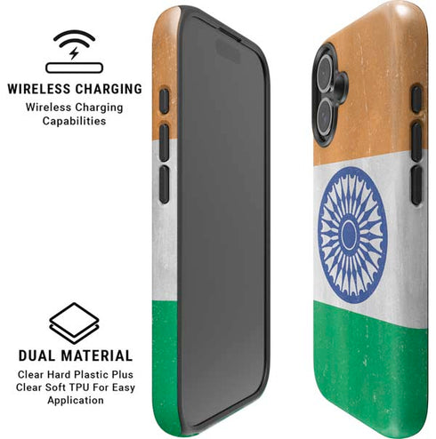 India Flag Distressed iPhone 16 Plus Magsafe Impact Case