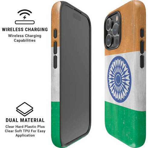 India Flag Distressed iPhone 16 Pro Magsafe Impact Case