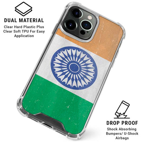 India Flag Distressed iPhone 16 Pro Max Clear Case