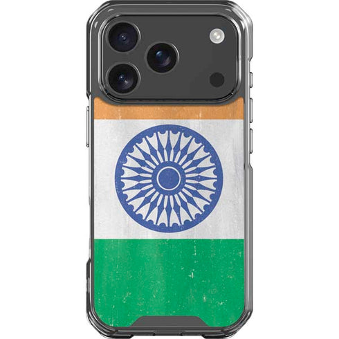 India Flag Distressed iPhone 18 Pro Clear Case