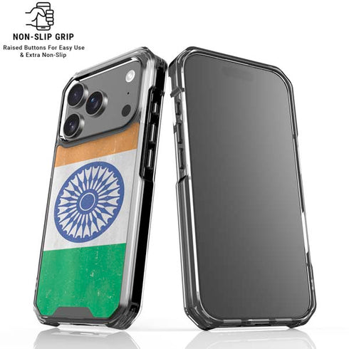 India Flag Distressed iPhone 18 Pro Clear Case