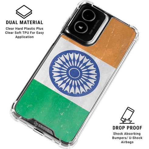 India Flag Distressed Moto G Power 5G (2024) Clear Case