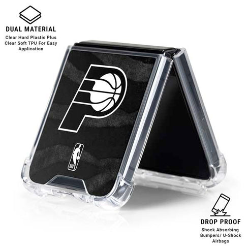 NBA Indiana Pacers Black Animal Print Galaxy Z Flip6 Clear Case
