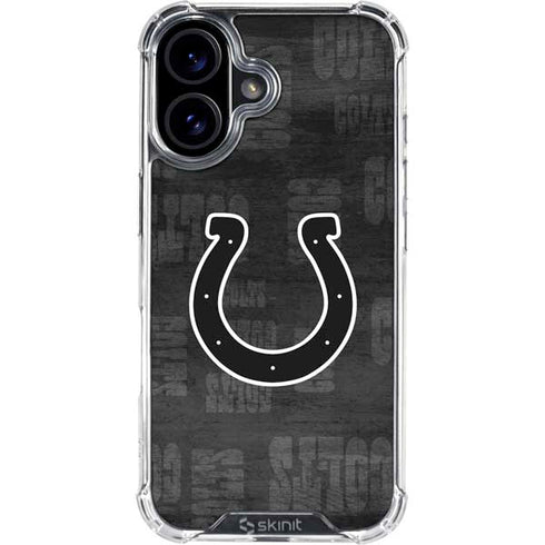 NFL Indianapolis Colts Black & White iPhone 16 Plus Clear Case