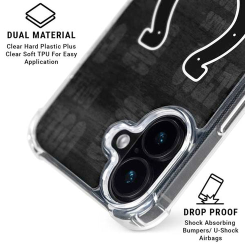 NFL Indianapolis Colts Black & White iPhone 16 Plus Clear Case