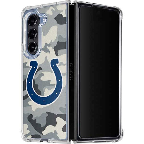 NFL Indianapolis Colts Camo Galaxy Z Fold5 5G Clear Case
