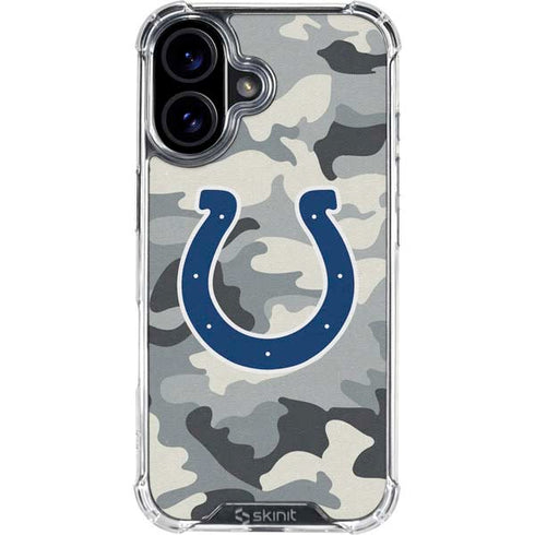 NFL Indianapolis Colts Camo iPhone 16 Plus Clear Case